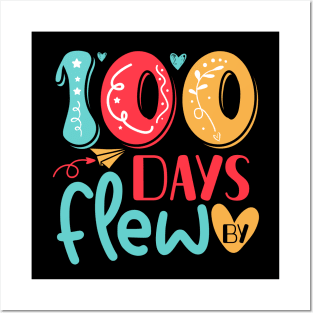 100 Days Flew By 100 Days of School Gift for Teachers Kids Posters and Art